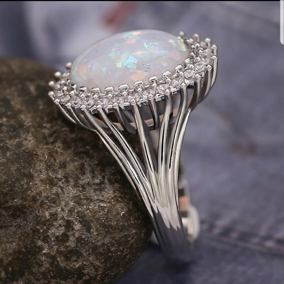 New huge opal diamond 925 sterling silver ring - Picture 5 of 5